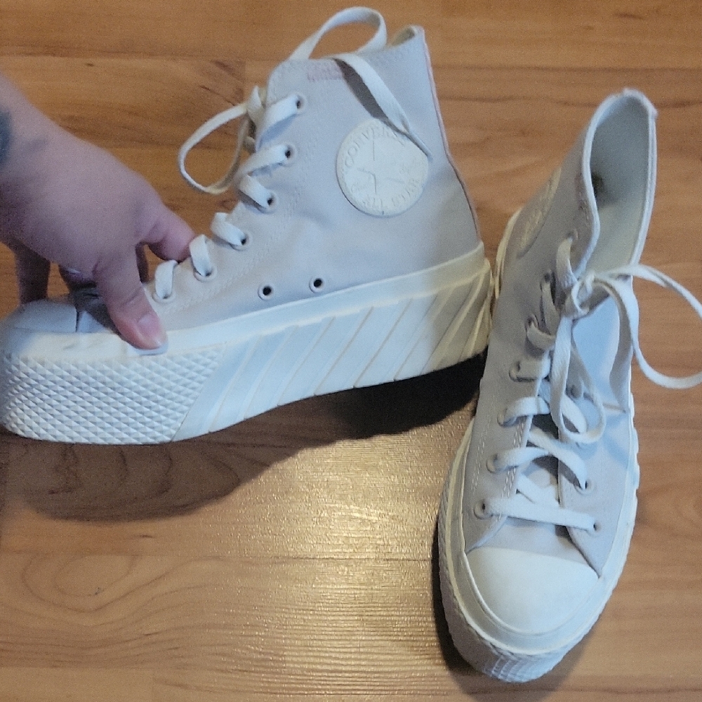 Converse Cream Platform High-Top Sneakers